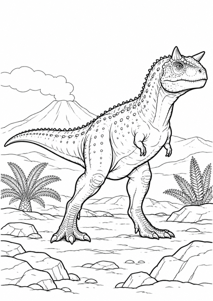 Carnotaurus – Ausmalbild kostenlos – kostenlose Malvorlage zum Ausdrucken