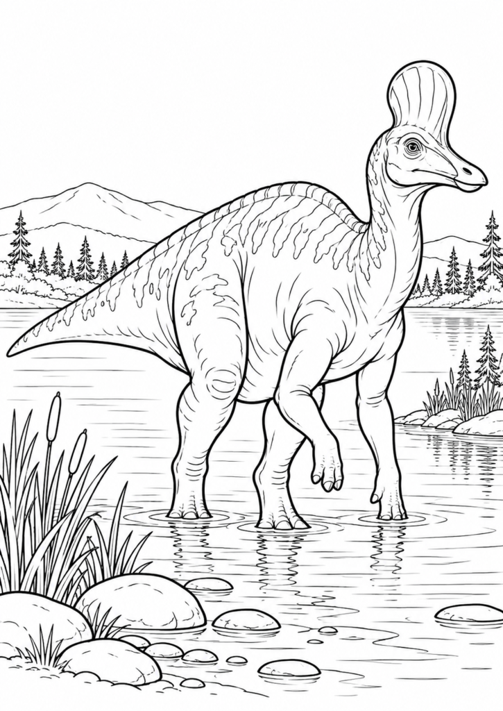 Corythosaurus – Ausmalbild kostenlos – kostenlose Malvorlage zum Ausdrucken