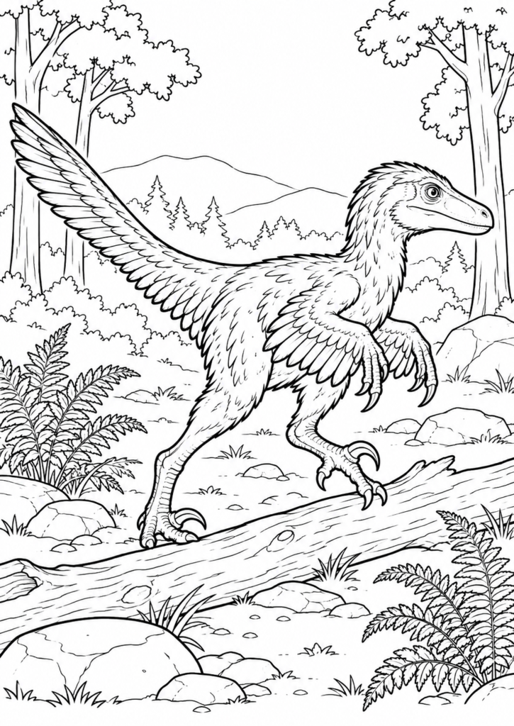 Deinonychus – Ausmalbild kostenlos – kostenlose Malvorlage zum Ausdrucken