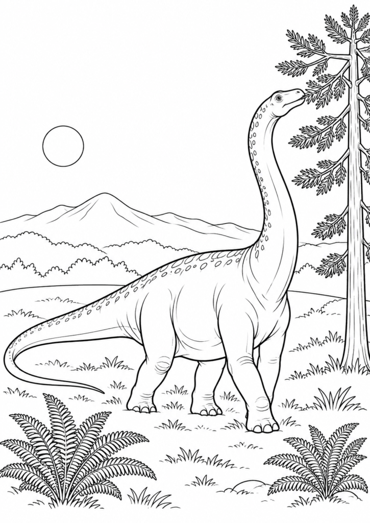 Diplodocus – Ausmalbild kostenlos – kostenlose Malvorlage zum Ausdrucken