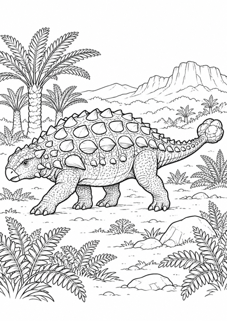 Euoplocephalus – Ausmalbild kostenlos – kostenlose Malvorlage zum Ausdrucken