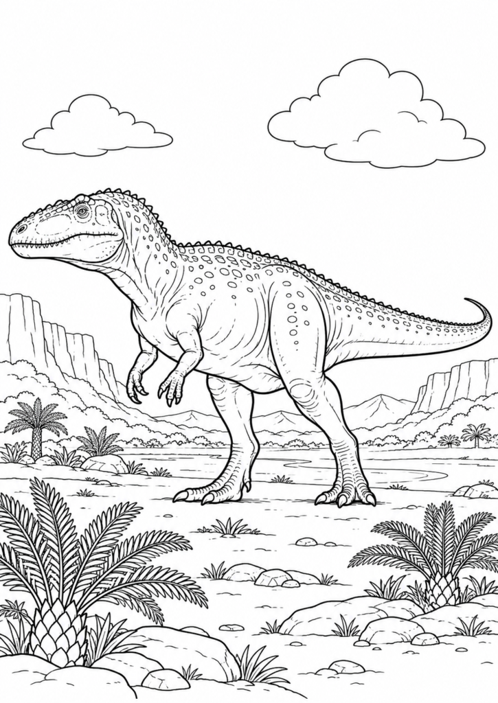 Giganotosaurus – Ausmalbild kostenlos – kostenlose Malvorlage zum Ausdrucken