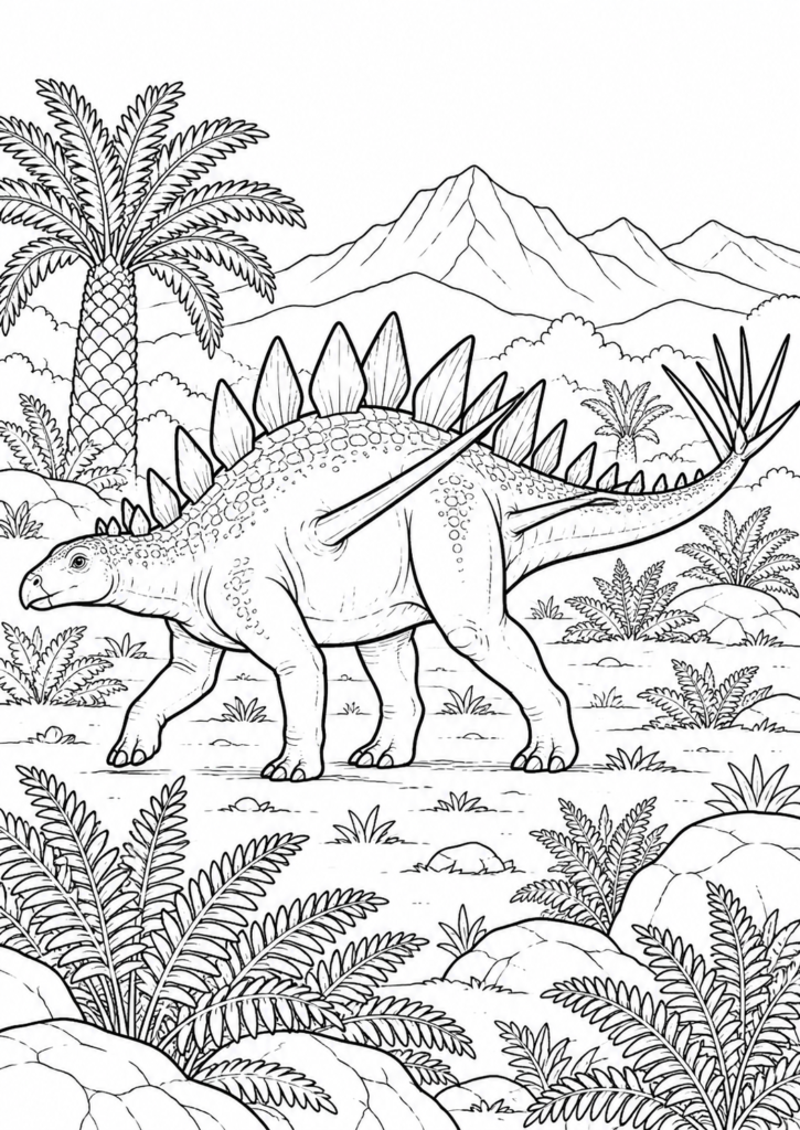 Kentrosaurus – Ausmalbild kostenlos – kostenlose Malvorlage zum Ausdrucken