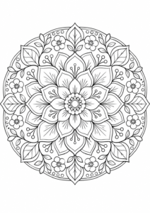 Detailreiches Blumenmandala zum Ausdrucken