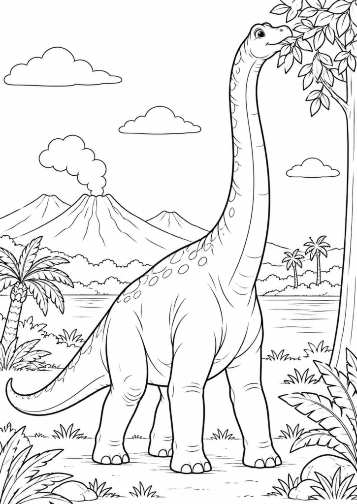 Brachiosaurus – Ausmalbild kostenlos – kostenlose Malvorlage zum Ausdrucken