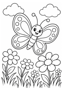 Schmetterling auf einer Wiese mit Blumen