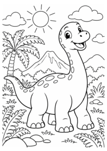 Freundlicher Langhals-Dinosaurier in einer Landschaft