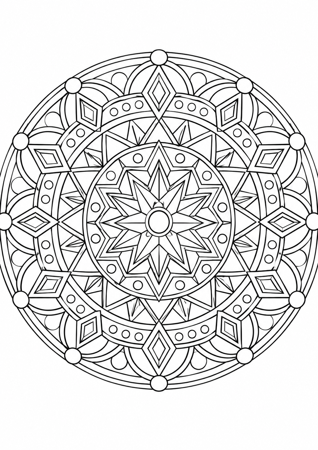 Geometrisches Mandala zum Ausdrucken – Ausmalbild zum Ausdrucken