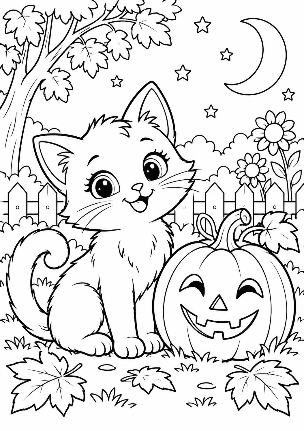 Halloween-Katze – Ausmalbild kostenlos – Ausmalbild zum Ausdrucken