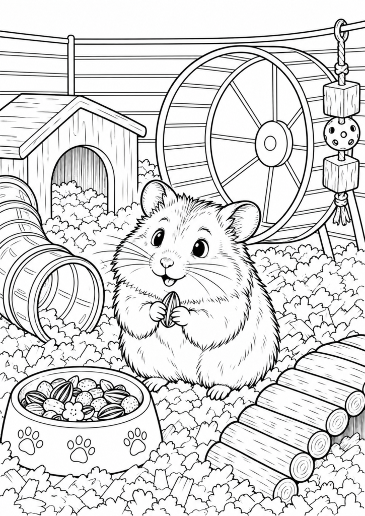 Hamster – Ausmalbild kostenlos – kostenlose Malvorlage zum Ausdrucken