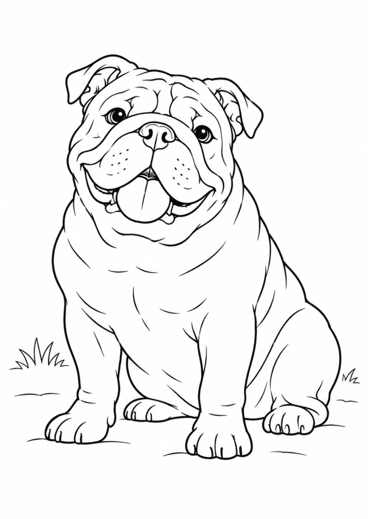 Bulldogge – Ausmalbild kostenlos – kostenlose Malvorlage zum Ausdrucken