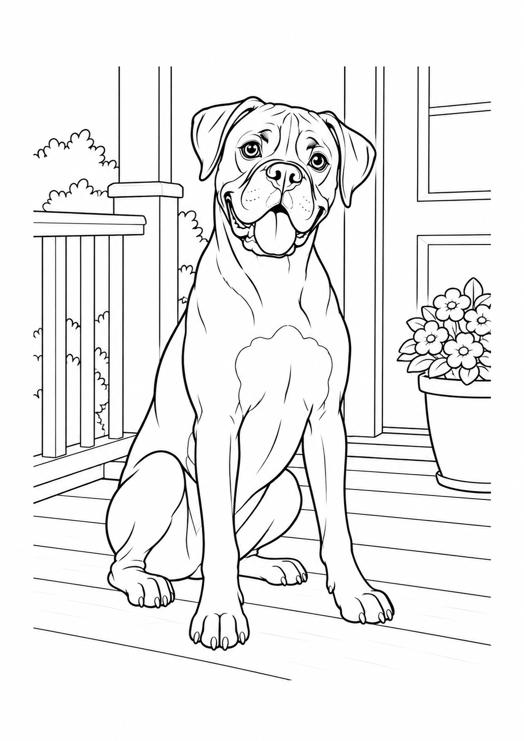 Boxerhund – Ausmalbild kostenlos – Ausmalbild zum Ausdrucken