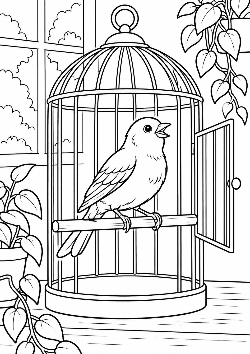 Kanarienvogel – Ausmalbild kostenlos – Ausmalbild zum Ausdrucken