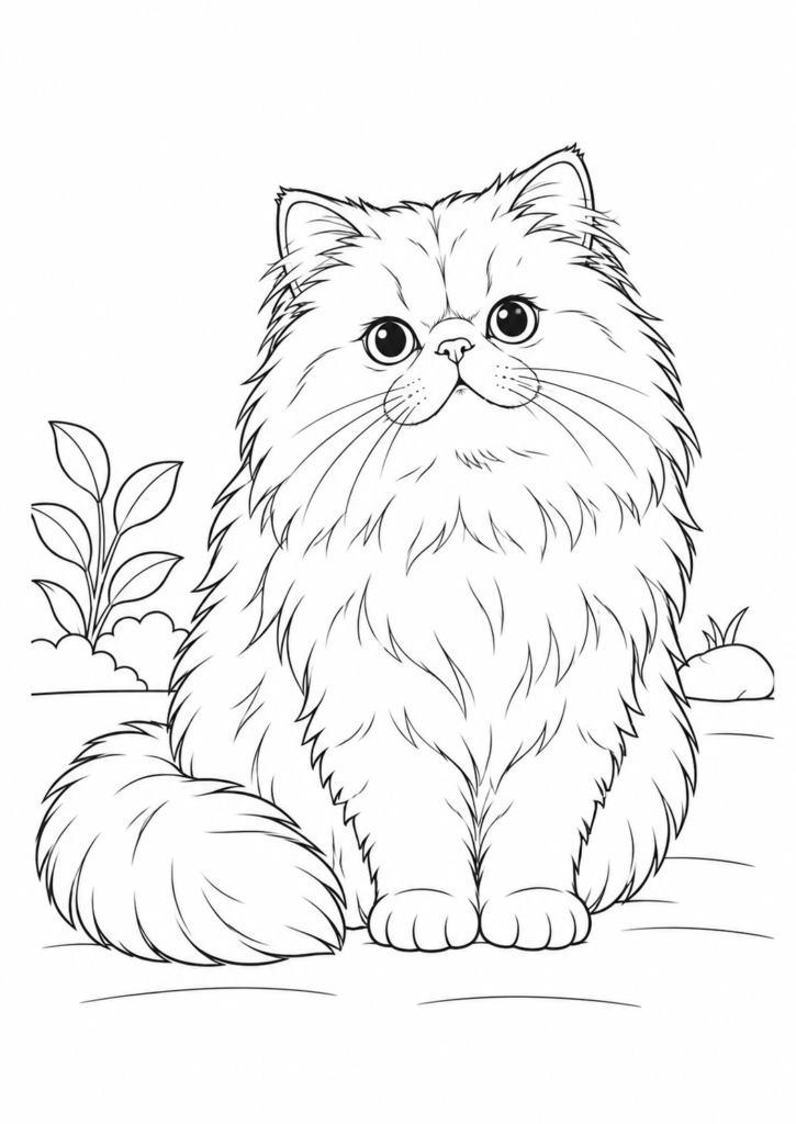 Perserkatze – Ausmalbild kostenlos – kostenlose Malvorlage zum Ausdrucken
