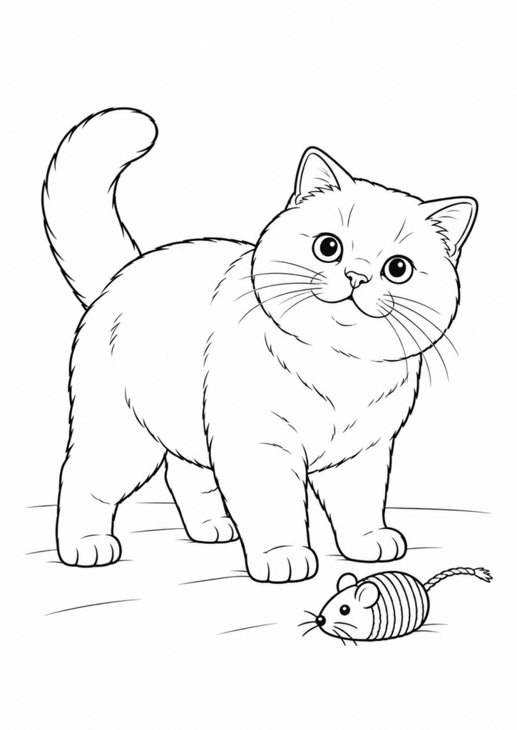 Britisch-Kurzhaar-Katze – Ausmalbild kostenlos – kostenlose Malvorlage zum Ausdrucken