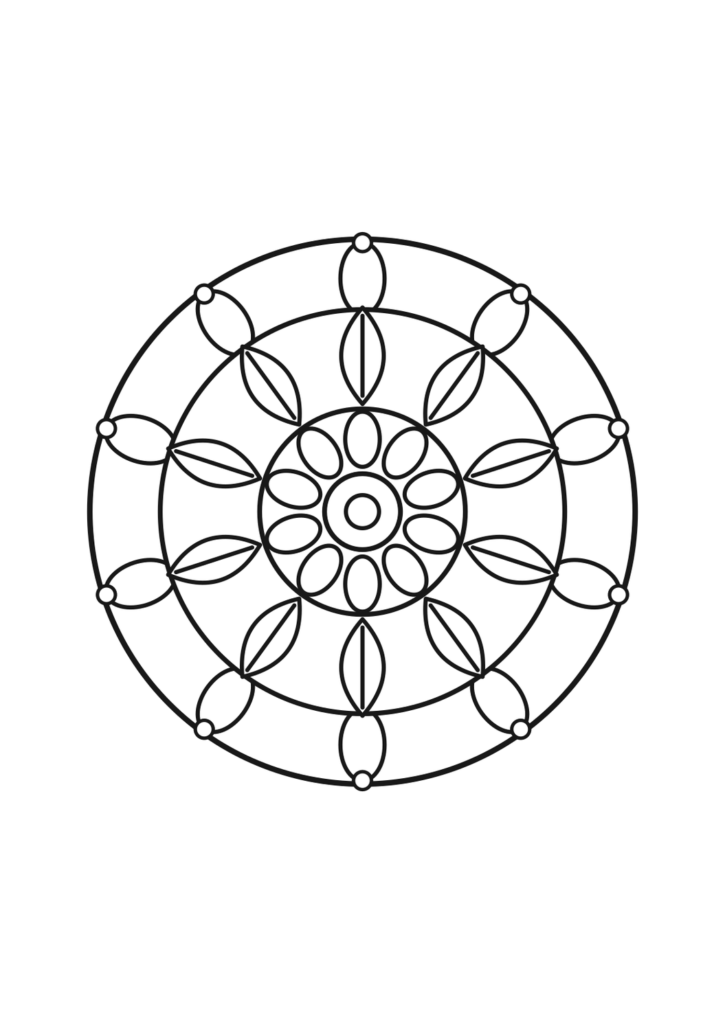 Blütenkranz-Mandala zum Ausdrucken | kostenlos – kostenlose Malvorlage zum Ausdrucken