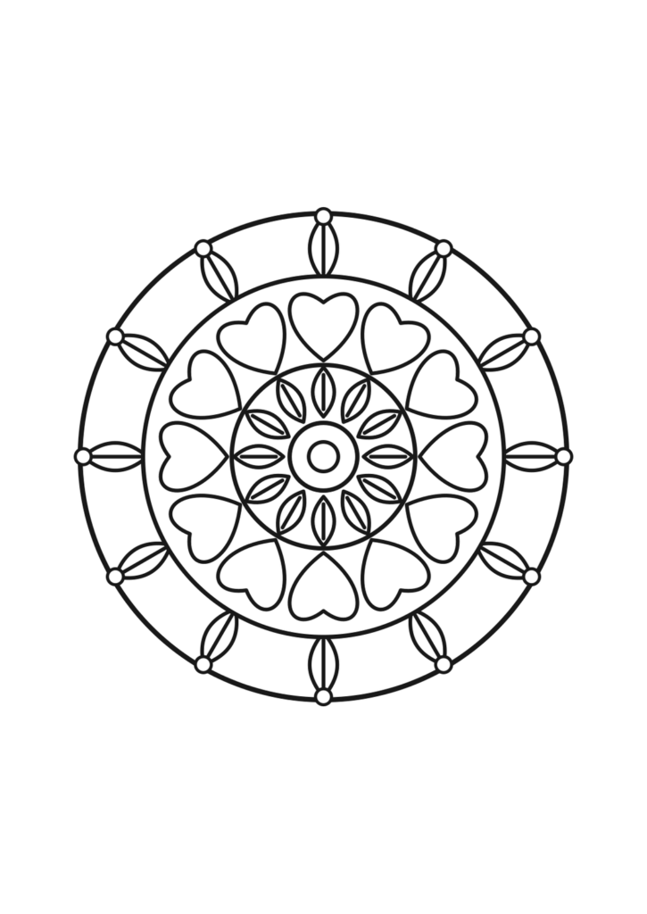 Herz-Mandala zum Ausdrucken | kostenlos – kostenlose Malvorlage zum Ausdrucken
