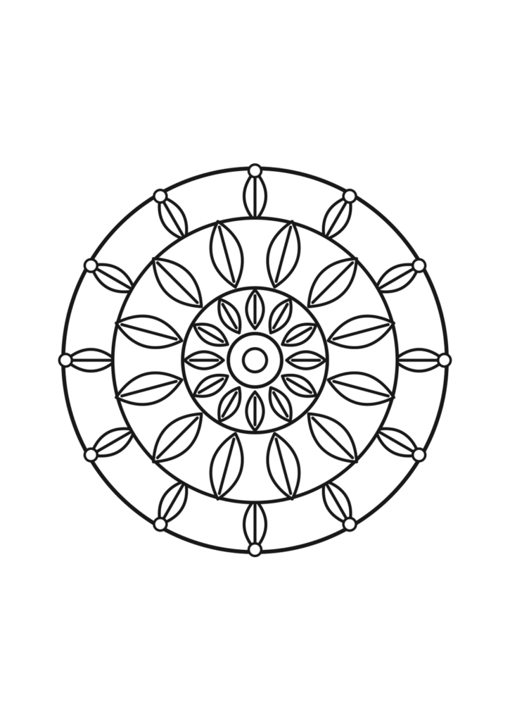 Feder-Mandala zum Ausdrucken | kostenlos – kostenlose Malvorlage zum Ausdrucken