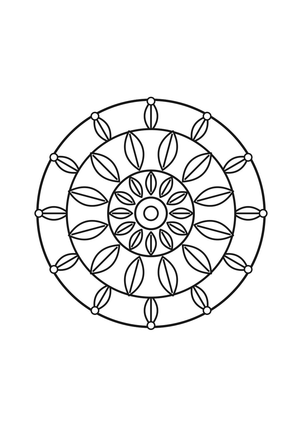 Feder-Mandala zum Ausdrucken | kostenlos – Ausmalbild zum Ausdrucken
