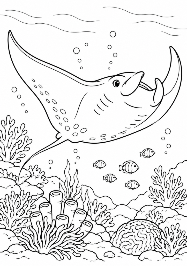 Mantarochen – Ausmalbild kostenlos – kostenlose Malvorlage zum Ausdrucken