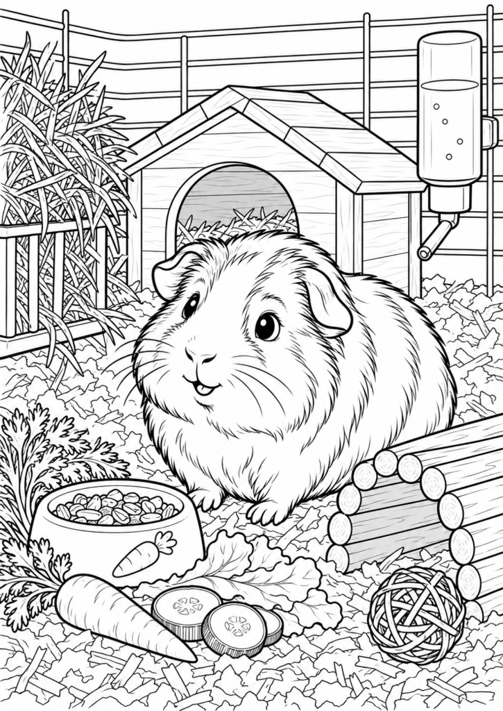Meerschweinchen – Ausmalbild kostenlos – kostenlose Malvorlage zum Ausdrucken