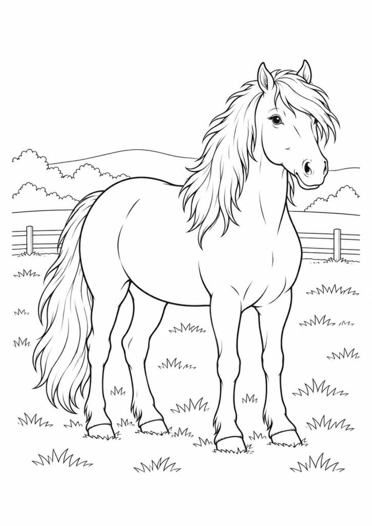 Haflinger – Ausmalbild kostenlos – kostenlose Malvorlage zum Ausdrucken