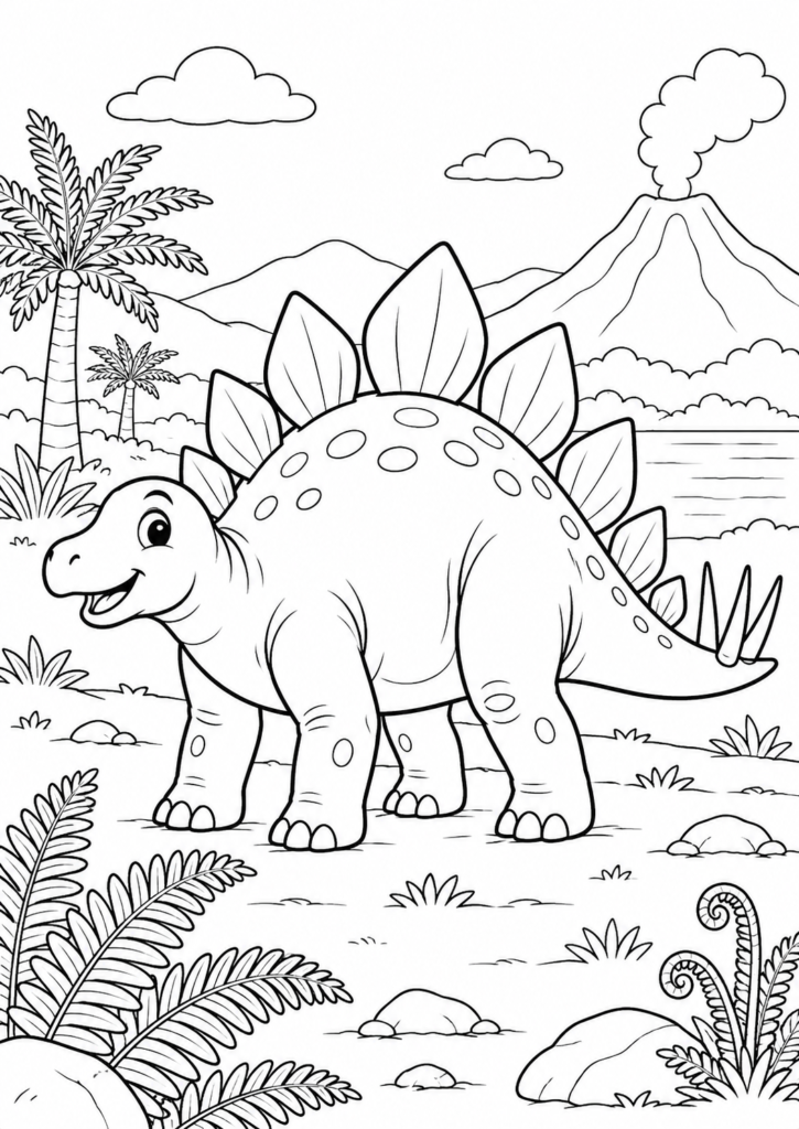 Stegosaurus – Ausmalbild kostenlos – kostenlose Malvorlage zum Ausdrucken