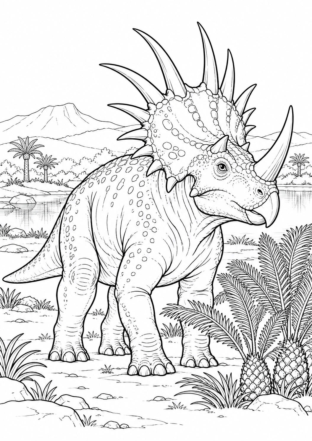 Styracosaurus – Ausmalbild kostenlos – Ausmalbild zum Ausdrucken