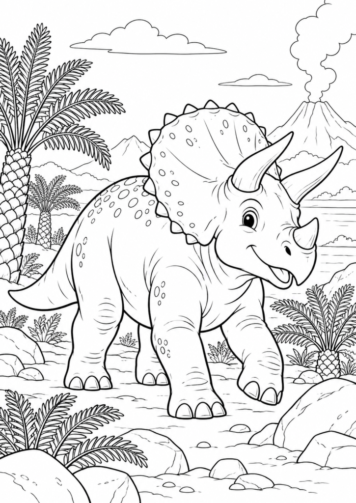 Triceratops – Ausmalbild kostenlos – kostenlose Malvorlage zum Ausdrucken