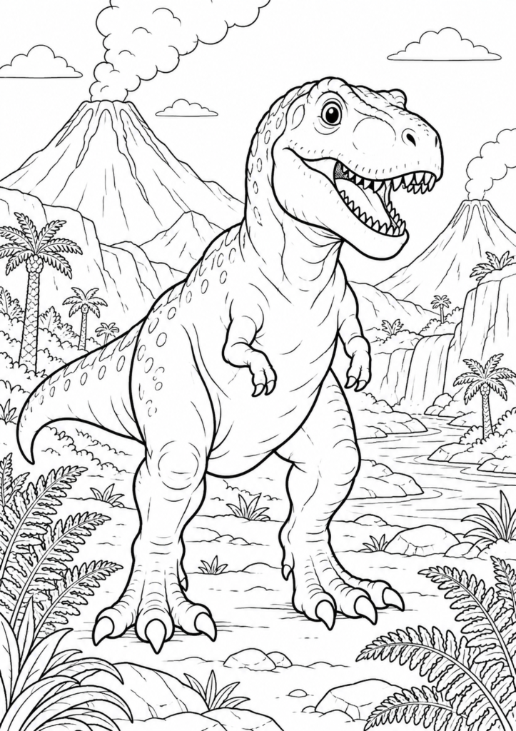 Tyrannosaurus Rex – Ausmalbild kostenlos – kostenlose Malvorlage zum Ausdrucken