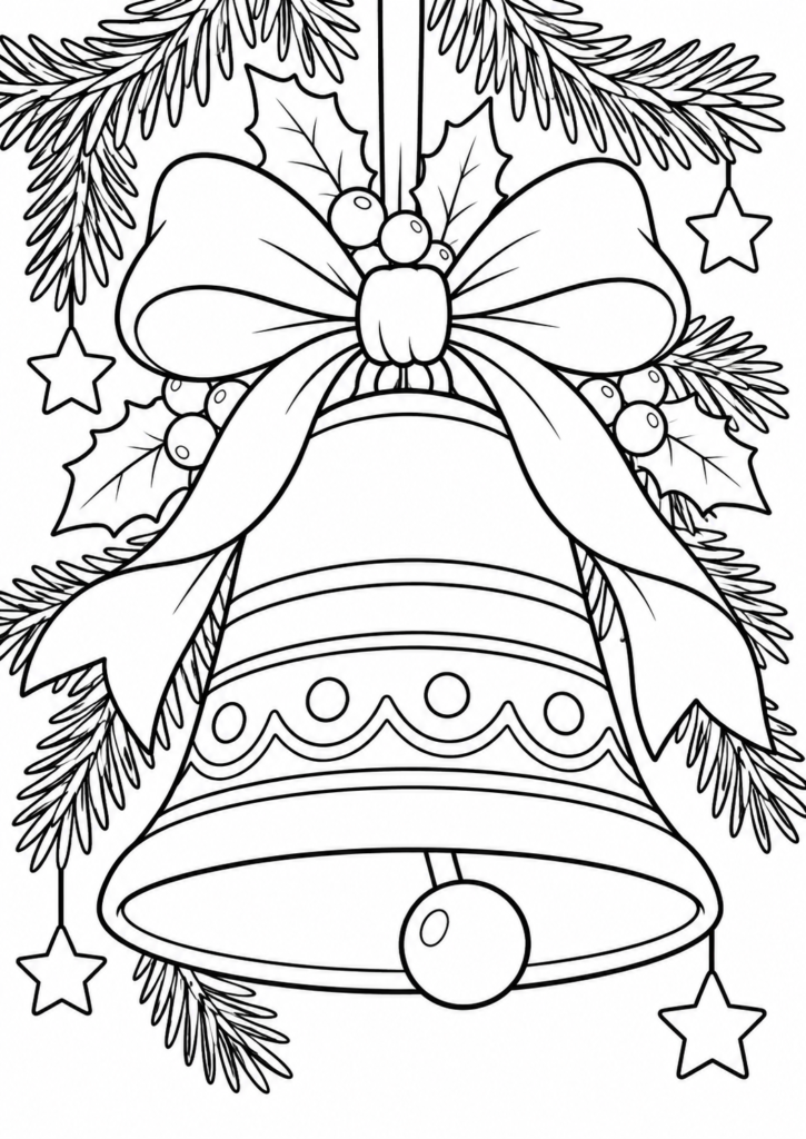 Weihnachtsglocke – Ausmalbild kostenlos – kostenlose Malvorlage zum Ausdrucken