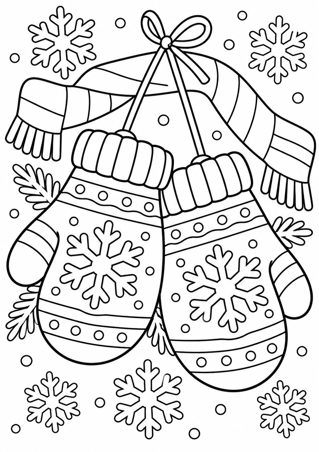 Winterhandschuhe – Ausmalbild kostenlos – Ausmalbild zum Ausdrucken