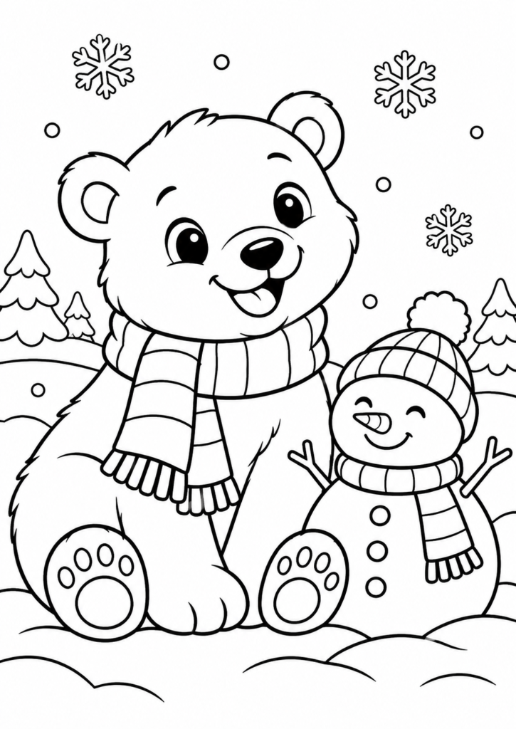 Eisbär – Ausmalbild kostenlos – kostenlose Malvorlage zum Ausdrucken