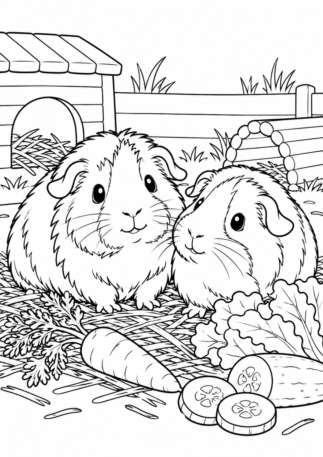 Zwei Meerschweinchen – Ausmalbild kostenlos – Ausmalbild zum Ausdrucken